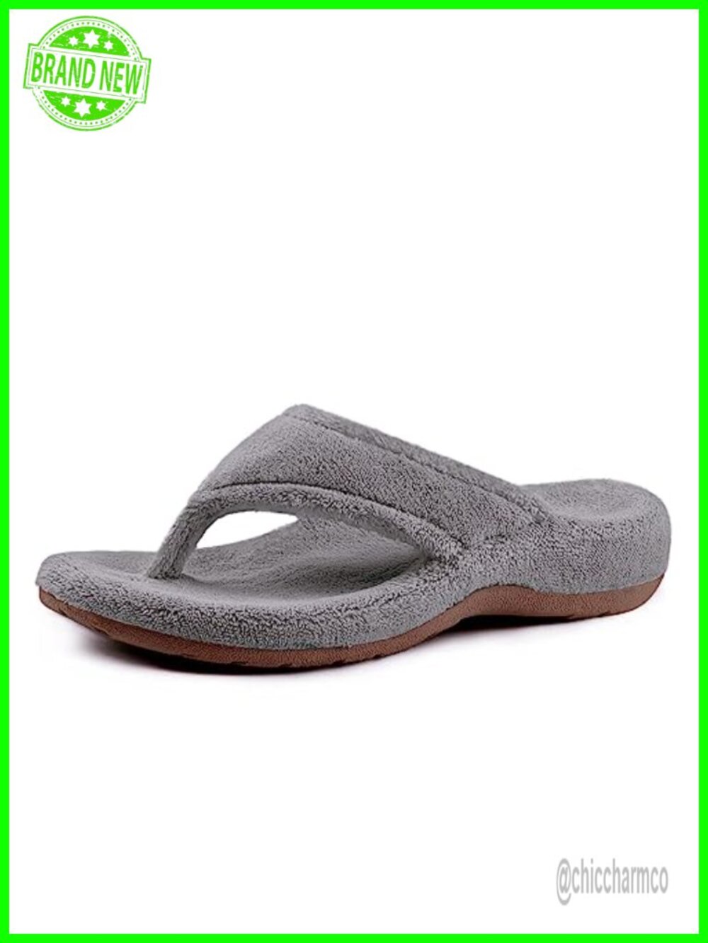 Flip Flop Slippers with Arch Support Orthotic Insole Fuzzy Slides Thong